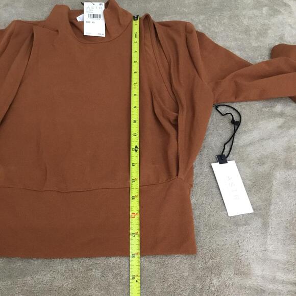 ASTR The Label  Mock Neck Brown Shrug Top Sz XS - Picture 9 of 10